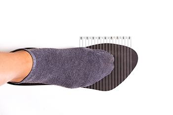 shoe size measurement on white background